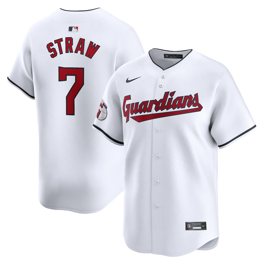 Men Cleveland Guardians #7 Myles Straw Nike White Home Limited Player MLB Jersey